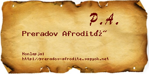 Preradov Afrodité névjegykártya
